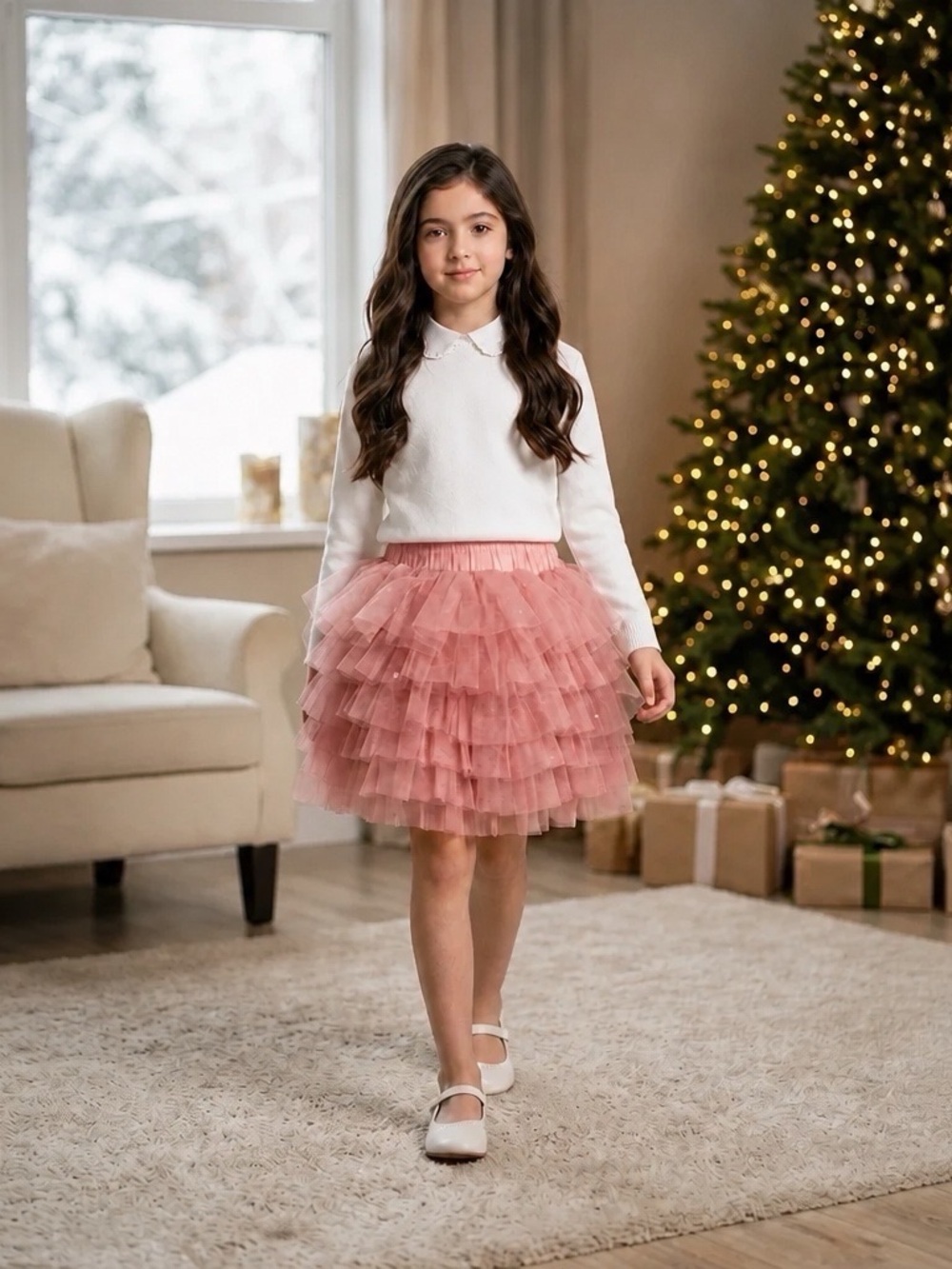 Brokedown Clothing Girls Pink Layered Tulle Skirt - Size 8 EUC
